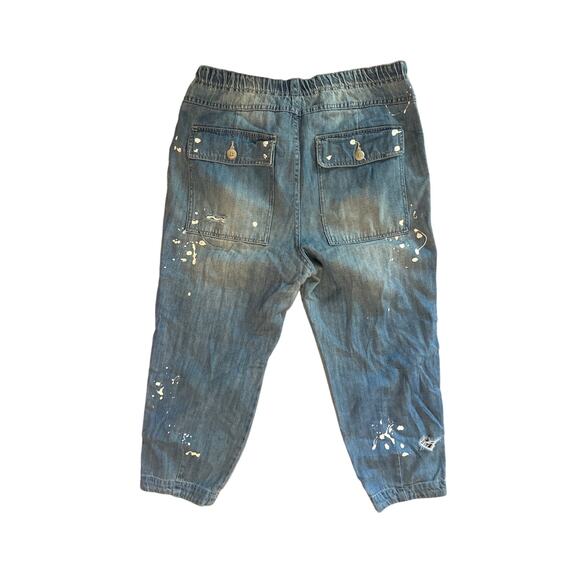 Women S Free People Mixed Up Distressed Utility Jeans Denim Pants Splatter - Picture 5 of 7
